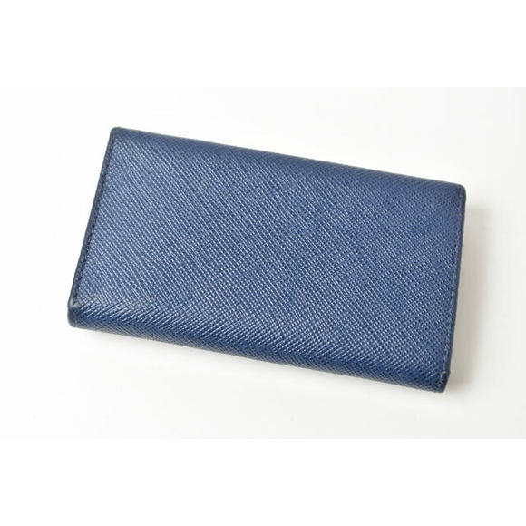 Prada Key Case Key Chain 6 Rows Saffiano Metal Bluette - Picture 8 of 9